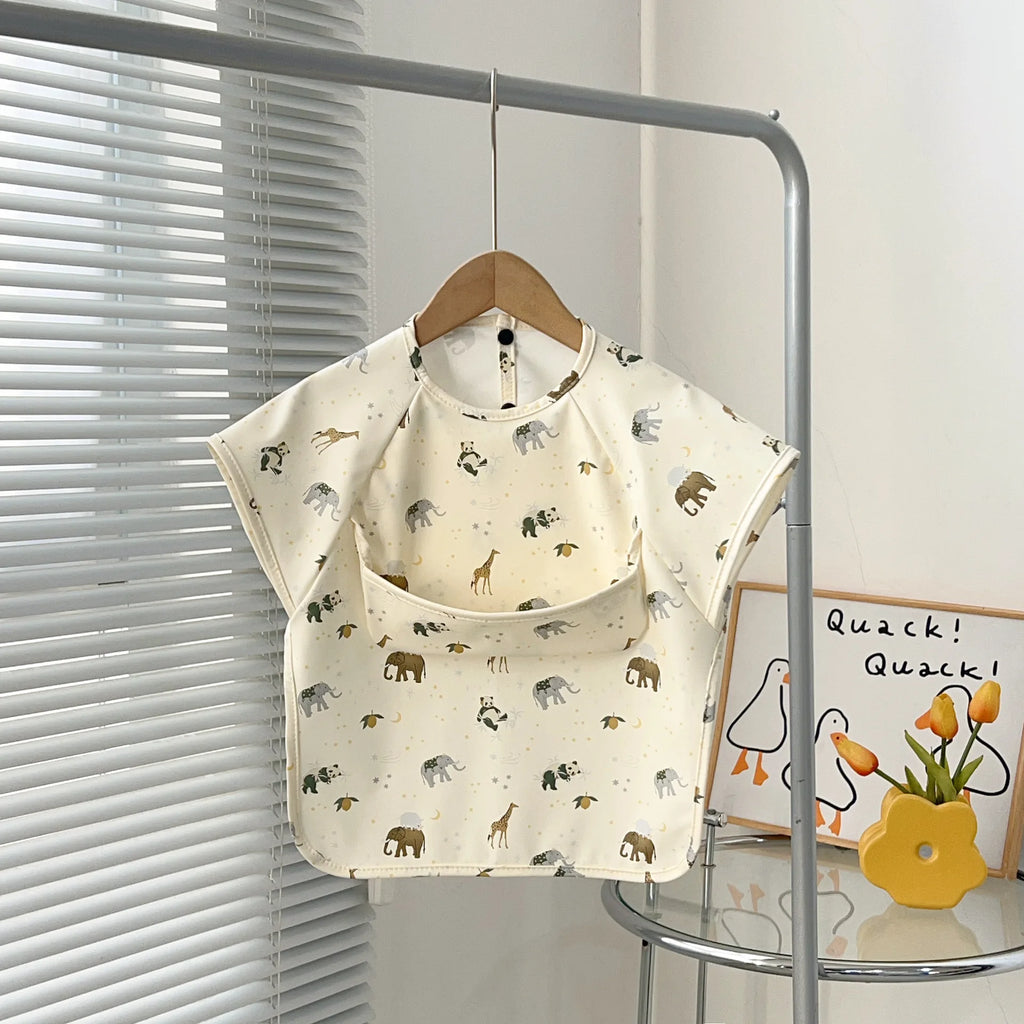 Newborn Baby Bibs Blouse Waterproof No-sleeved Reverse Dressing Infant Eating Clothes Apron Bib Protective Clothing
