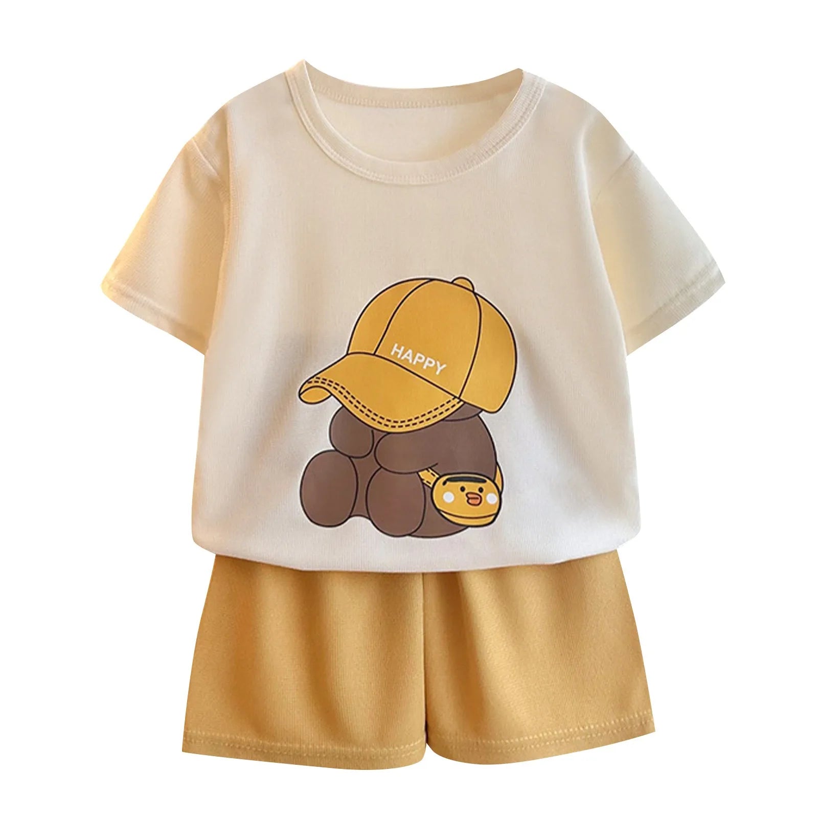 Boys Girls Cartoon Clothing Set Toddler Essentials Breathable Short Sleeve T-shirt Summer Outfit Soft Casual Loose Kids Shorts