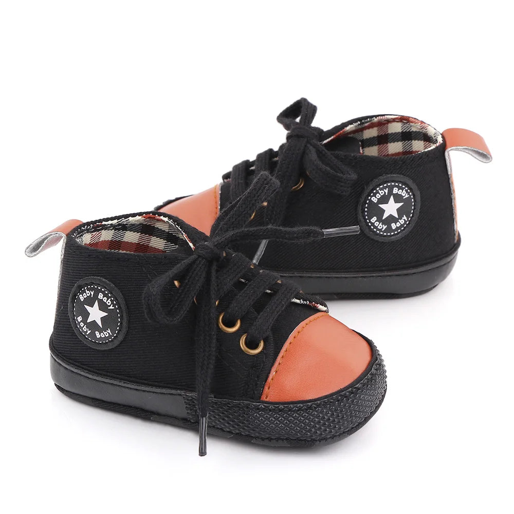 Spring New Baby Shoes Boy and Girl Classic Canvas Casual Sneakers Soft Sole Non-Slip Walking Newborn Toddler Shoes First Walkers