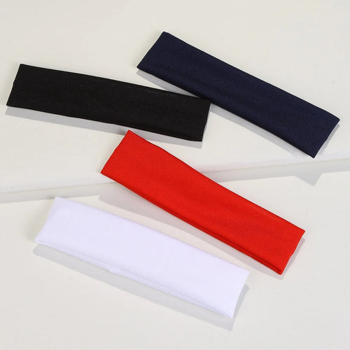 4PCS Set of Minimalist Preppy Headbands, Casual Hair Bands, Headscarf-Style Headbands & Sweat-Absorbent Bands, Solid-Color Casua