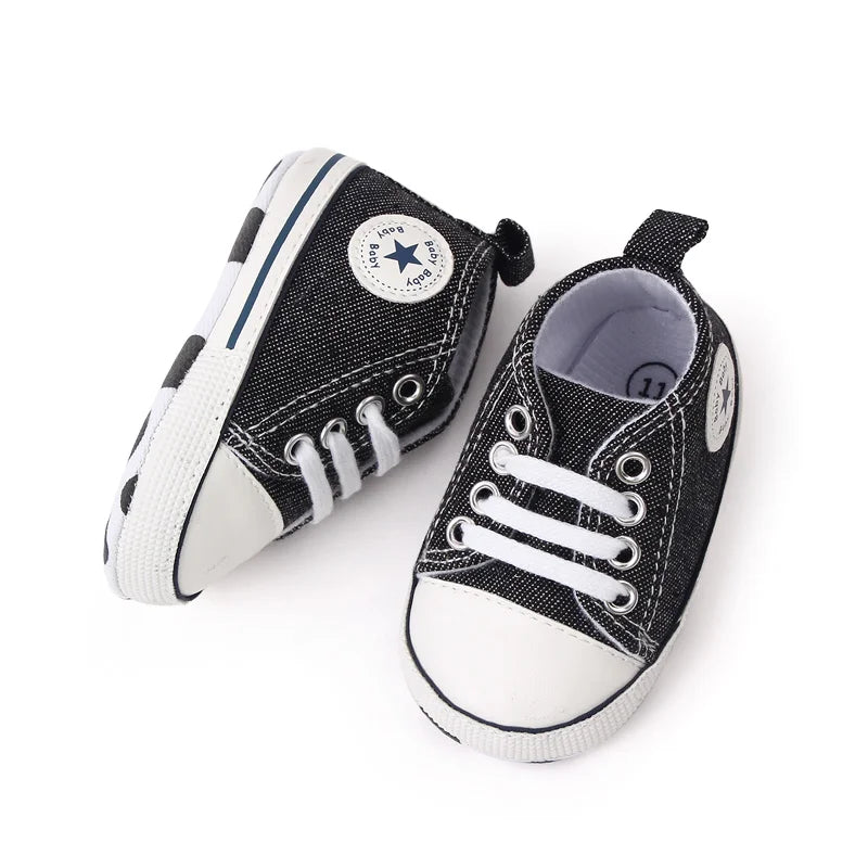 Spring New Baby Shoes Boy and Girl Classic Canvas Casual Sneakers Soft Sole Non-Slip Walking Newborn Toddler Shoes First Walkers