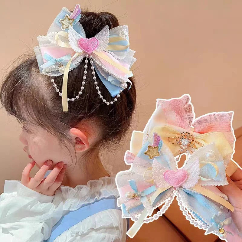 Fashion Princess Bow Hairpins Barrettes Children's Hair Accessories Cute Sweet Girls Hair Headdress