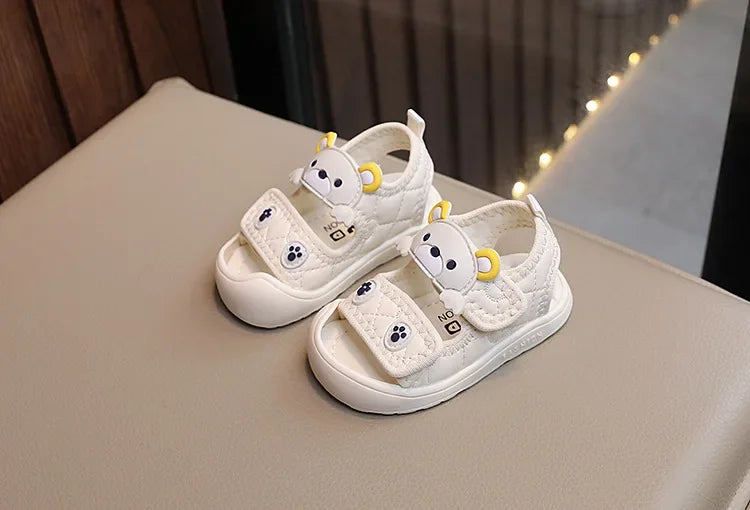 Toddler Sandals 2025 Summer Baby Beach Shoes Cute Cartoon Bear Infant Sandals Protect-toe Unisex Baby Boy Girl Sandals