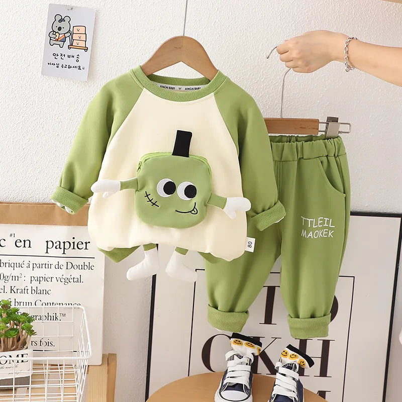 Baby Jungen Kleidung Set Frühling Herbst Sportanzüge für Kinder Cartoon 3D Tasche Sweatshirts Hosen 2tlg. Trainingsanzüge für Jungen Outfits