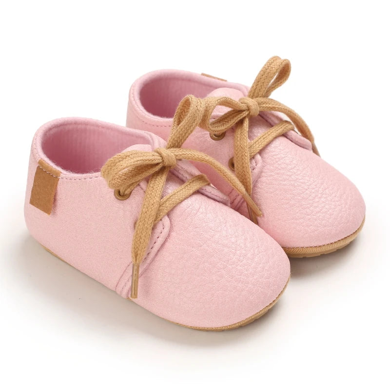 New Baby Shoes Retro Leather Boy Girl Shoes Multicolor Toddler Rubber Sole Anti-slip First Walkers Infant Newborn Moccasins