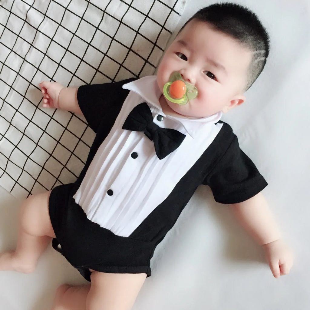 Mameluco de caballero para bebé niña o niño, con camisa, solapa, manga corta, conjunto para recién nacido, mono para bebé o infante