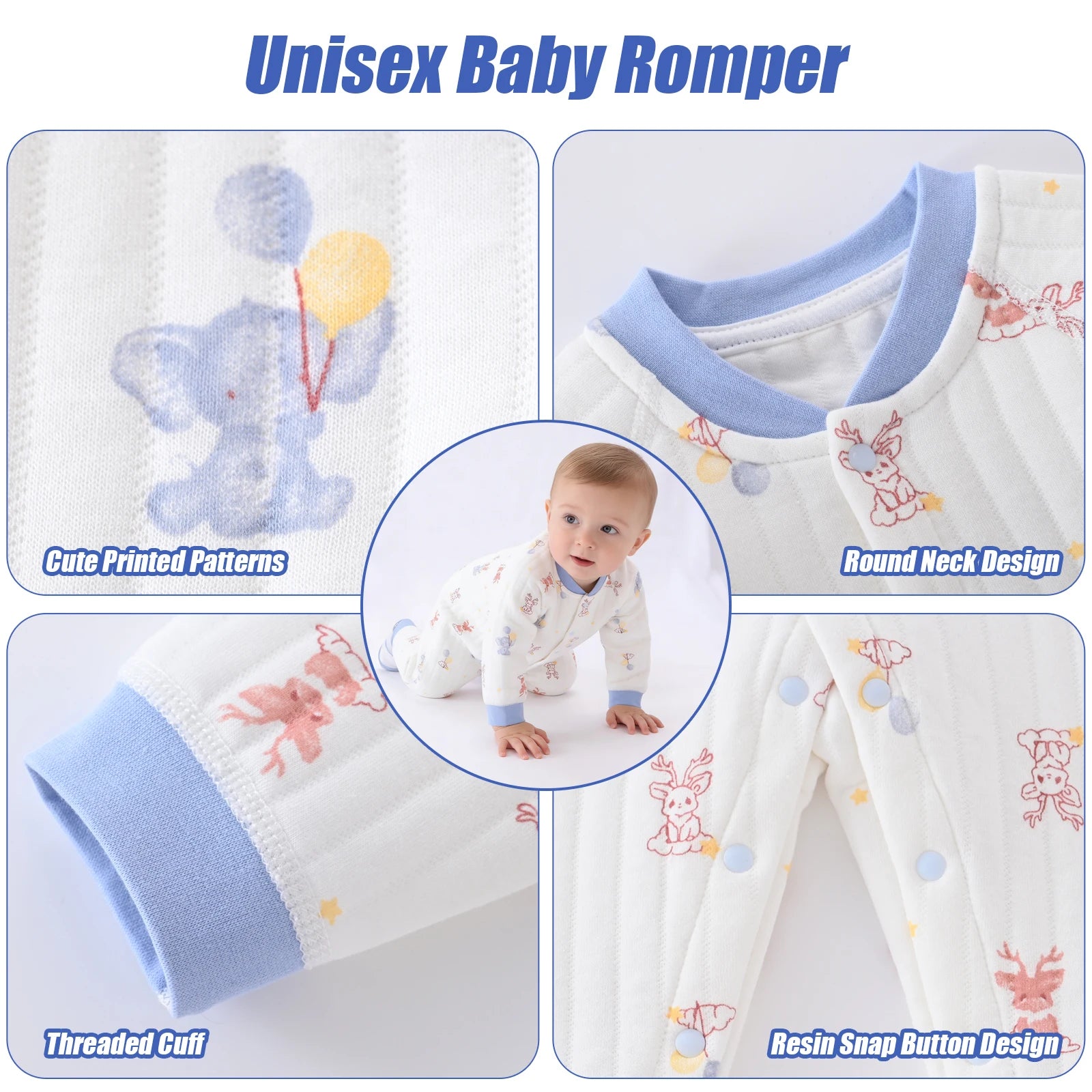 Baby Jumpsuit Clothes bodysuit Thickening Cotton  Boys Girls Cute Printed Bear Romper Infant Onesie Spring Trend 1-3-6-9-12M