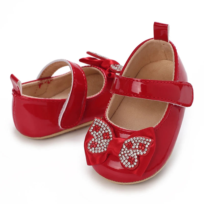 Spring and Autumn Fashion Baby Shoes 0-1 Year Old Girl Cute Bow Princess Shoes Soft Rubber Bottom Lightweight Walking Shoes