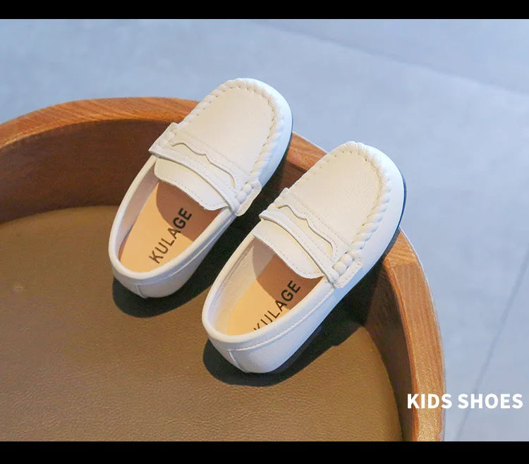 Boy Leather Shoe Fashion Solid Color Versatile Kids School Causal Single Shoes Breathable Non-slip Children Slip-on Flat Loafers