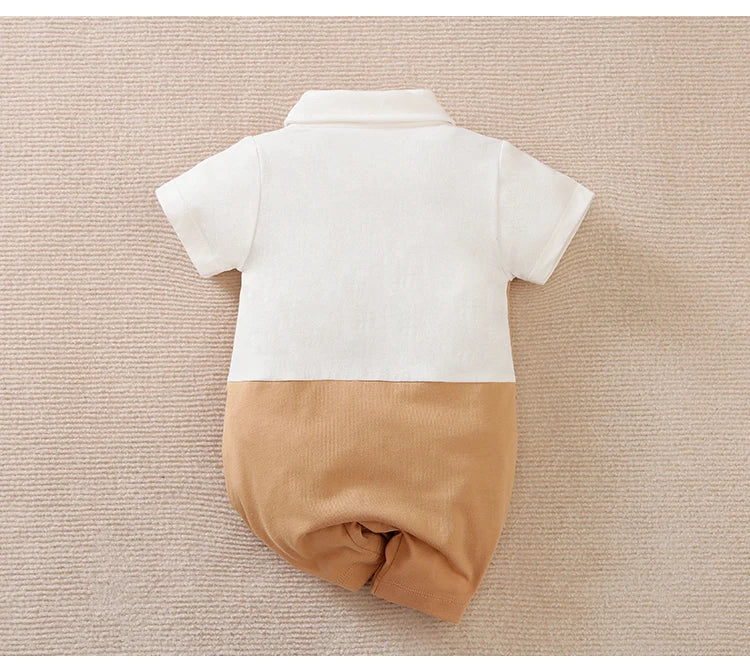 0-18 Baby-Bodysuit Gentleman Style Elegant Formell Baumwolle Bequem Weich Jungen Und Mädchen Sommer Kurzarm Neugeborenenkleidung