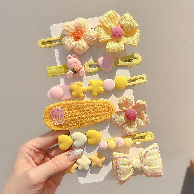 10-14PCS Bows Baby Hair Clips Hair Accessories For Girls Cartoon Animal Flower Hairpin Headdress Kids Hair Pins Birthday Gifts