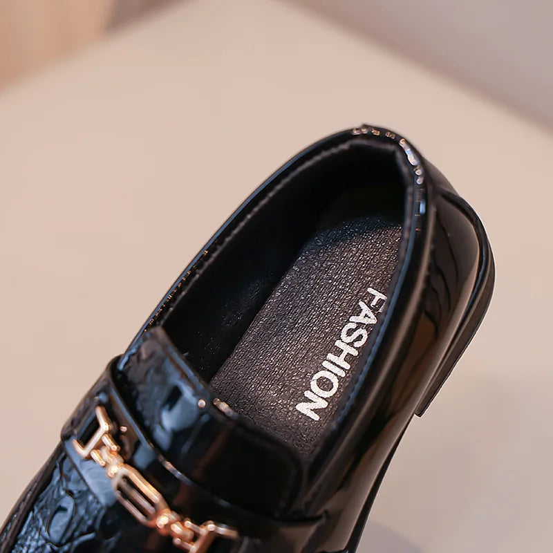 Children Leather Shoes Boys Formal Shoes Black Classic Point Toes Soft Bottom 2025 Spring Autumn British Style Kids Flat Shoes