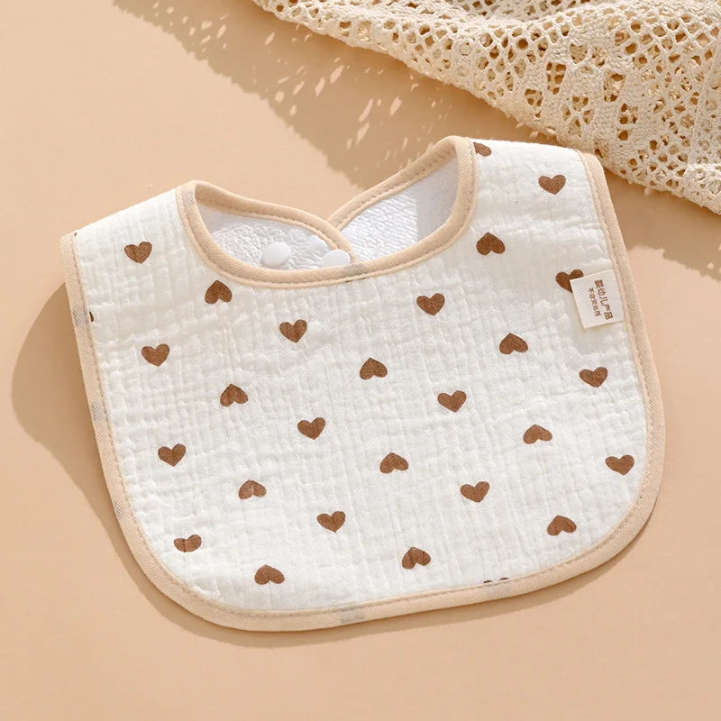 7pcs Cotton Baby Bibs Waterproof Burp Cloths Newborn Saliva Towel Cartoon Print Babies Accessories Baby Feeding Bib Items