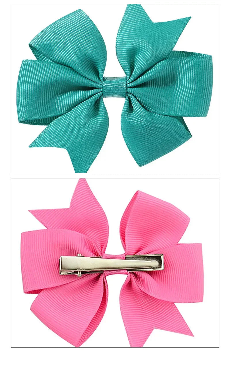 20 Colors Toddler Girls Hair Bows Clips Grosgrain Ribbon Pinwheel Hair Bows Hair Accessories for Baby Girls Kids Children Teens