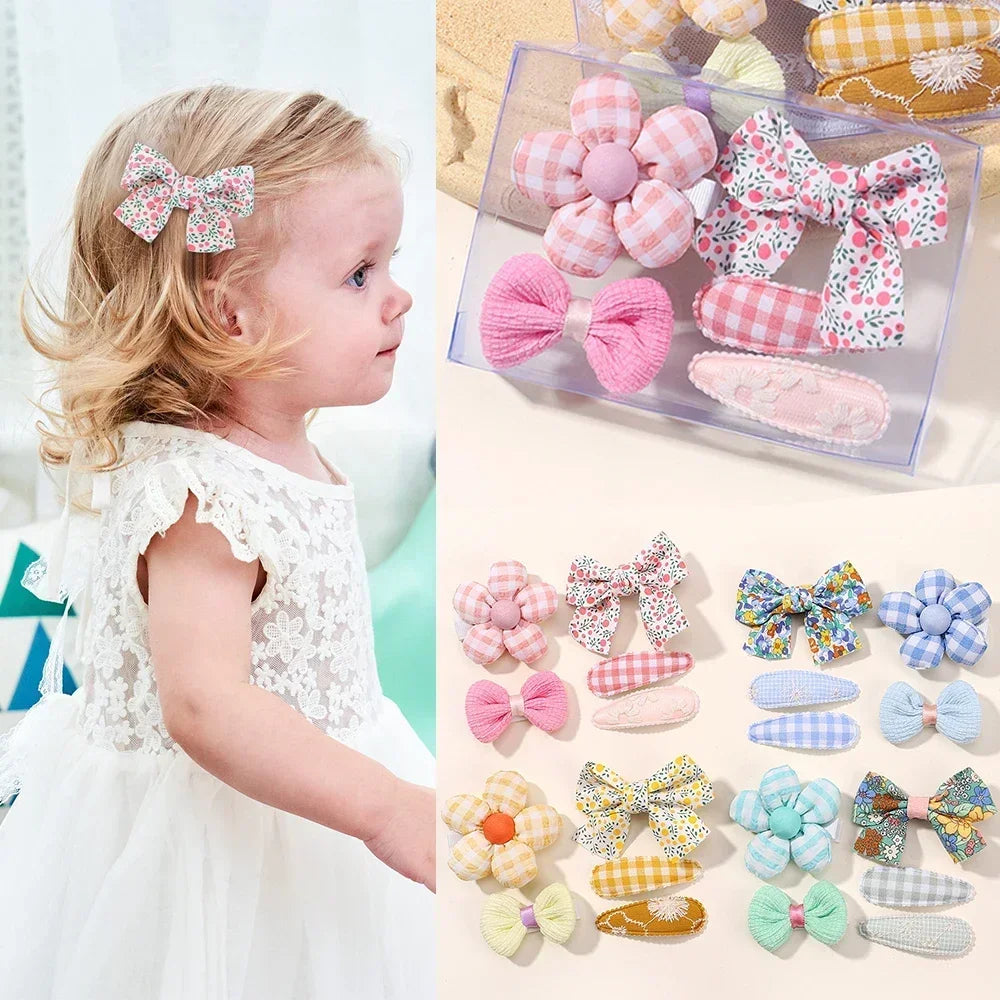 Juego de 5 pinzas para el pelo de niña, diseño floral, lazo de conejo, princesa, para niña pequeña, horquilla lateral, accesorios para el pelo.