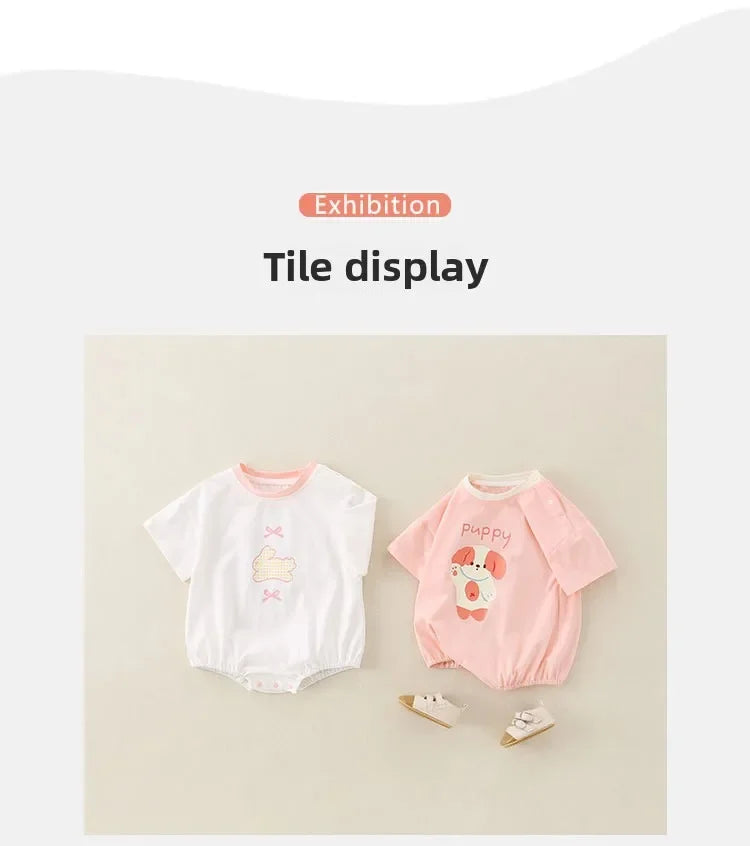 Ropa de verano para bebés, 100 % algodón, ropa fina de manga corta para el verano, ropa para gatear, ropa para niños