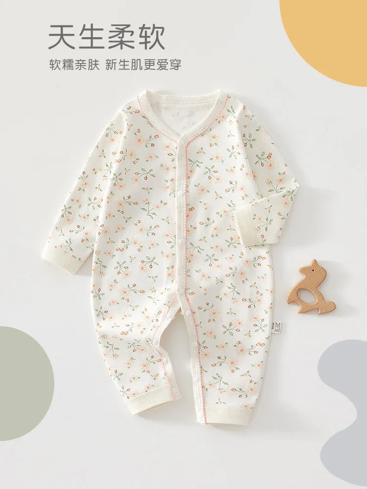 Bezaubernder Baby-Strampler für Frühling und Herbst, weicher Strampler aus reiner Baumwolle, Prinzessinnen- & Prinzen-Stil, perfekter Krabbelanzug für Babys.
