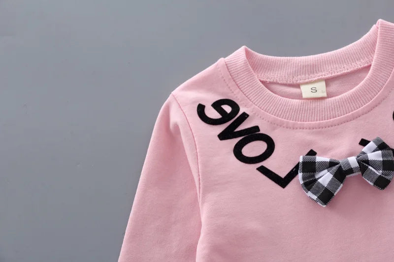 Children's Clothing Sets Bow Plaid Long Sleeve Top + Pants 2pcs Sets Toddler Girl Clothes Kids Boutique Clothes Baby Outfit Set
