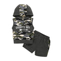 Neugeborene Baby Jungen 2-teiliges Kleiderset Camouflage Kapuzenweste + Shorts Coole Kleinkind Jungen Sommer Outfits für Säuglinge 0-18 Monate