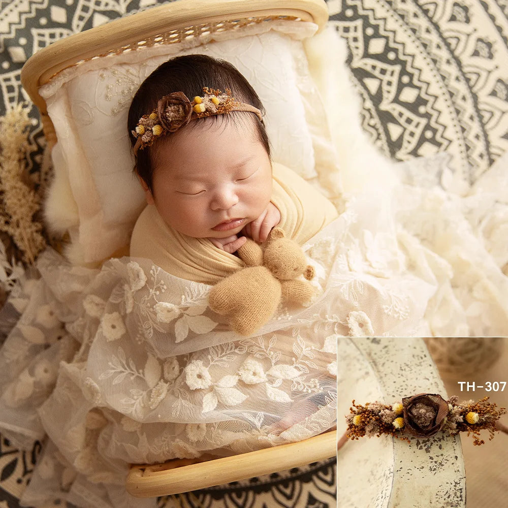 Baby Girl Headflower Headband Photography Props Handmade Adjustable Artificial Flower Headdress Studio Babies Photo Accessories