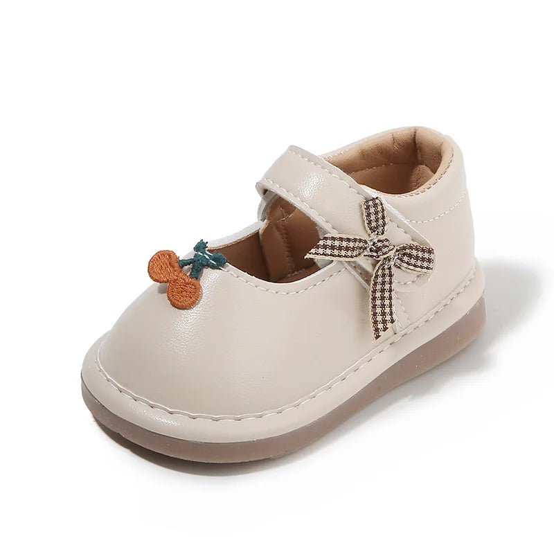 Baby Walking Shoes Round Toes Sweet Bows Girls Casual Shoes Versatile Cute 2025 New Fashion Kids Flat Shoes Soft Bottom Trendy