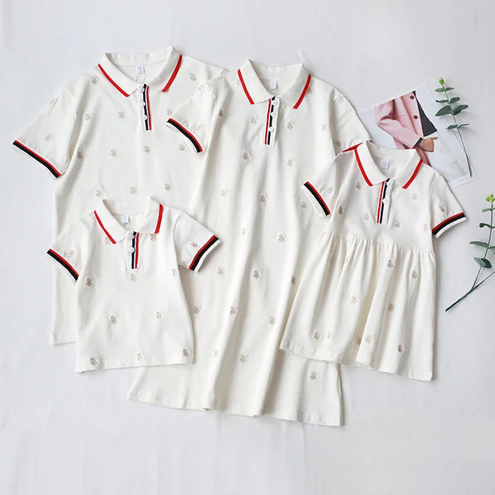 Mother Daughter Dresses Dad Son Shirts Father Baby Outfits for Family Matching Clothes Mom and Daughter Dress Sister Brother Set