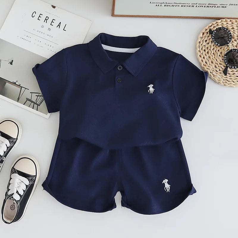 Ropa de verano para bebés, niños, camisetas y pantalones cortos, 2 unidades/juego, ropa informal para niños, chándales para niños pequeños.