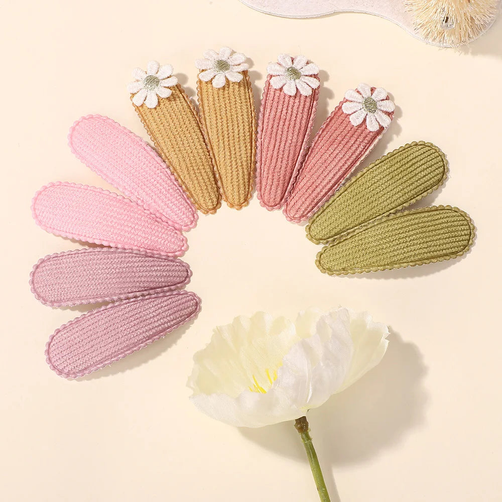 20Pcs Sweet Random Color Hair Clip Flower BB Hairpins Cute Handmade Printing Barrettes Bangs Clip Headwear Baby Hair Accessories