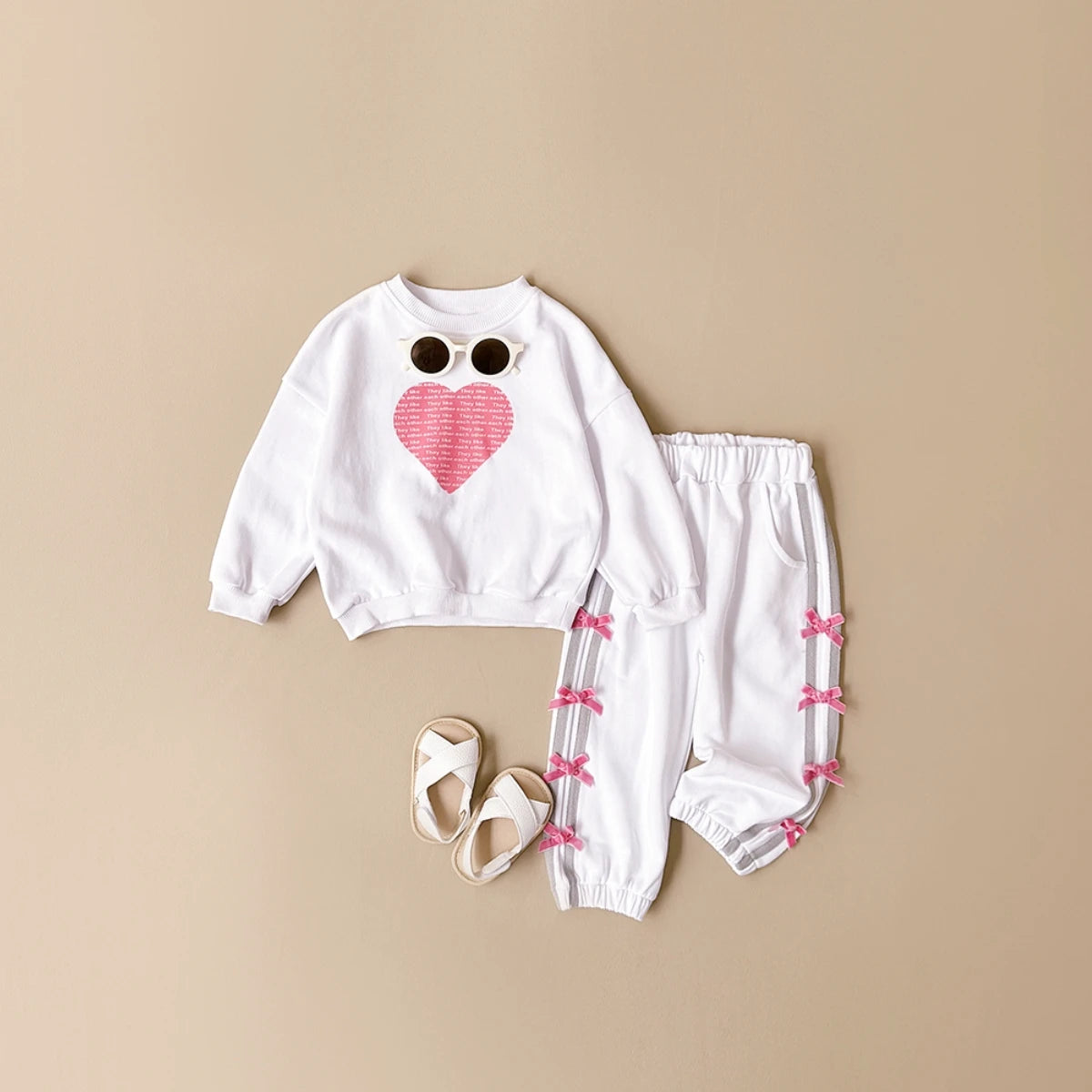 Baby Girl Clothes Toddler Sets Cotton Love Sweatshirt Long Sleeve Top+Bow Pants Spring Newborn Kids Clothing Infant Outfit Suits