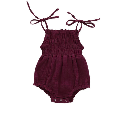 Baby Clothing Summer Newborn Infant Baby Girl Solid Color Sleeveless Romper Jumpsuit Outfit Clothes Cotton Adjustable