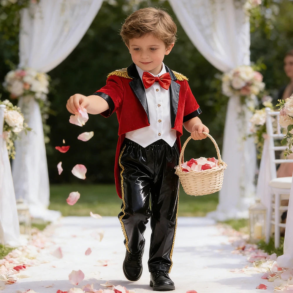 Kinderkleidung Hochzeiten Formelle Sets für Kinder Jungen Smoking Performance Kostüm Baby Jungen Kleidung 3-teiliger Geburtstagsparty-Anzug