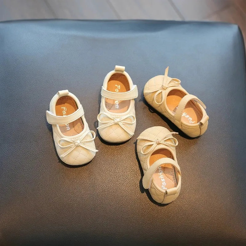 New Summer Toddler Single Shoes Baby Outdoor Learning Shoes Fashionable Girl Baby Bow Dress Shoes Children Non-Slip Casual Shoes