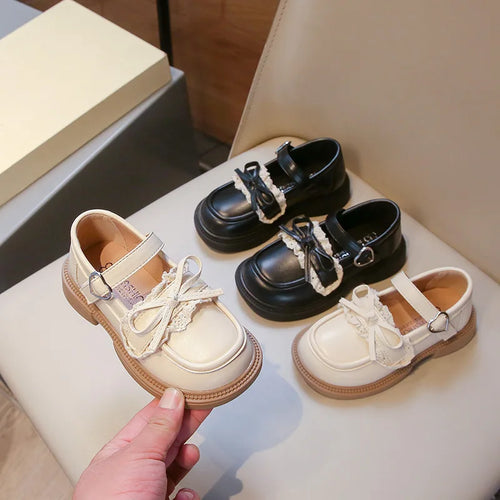 Children Leather Shoes for Girls Fashion Casual Mary Janes with Bow-knot Classic British Style Vintage Retro College Design New