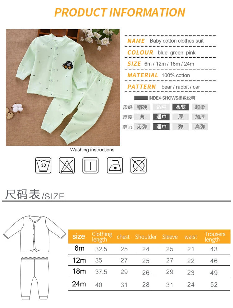 Babykleidung Unterwäsche für Kinder Oberteile Hosen Neugeborenen Pyjama Anzug Haus 100% Baumwolle Sets Jungen Mädchen Warme Herbst Kinderkleidung