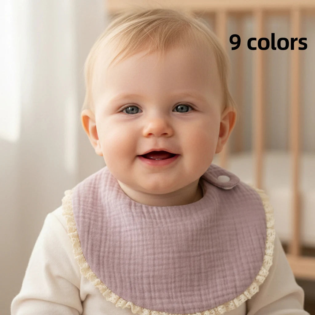 Babero de Doble Capa de Algodón Puro Clase A para Recién Nacido, Tela Absorbente de Gasa para Bebé, Paño para Babear, Accesorio para Fotos, Suave, Cómodo, Unisex 0-3 Meses