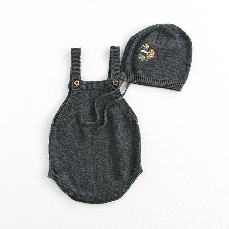 Baby Girl Clothing Cotton Knit Mushroom Embroidered Onesie Bodysuit and Beanie 0-3Y Baby Boy Clothes Cardigan Casual Outfit