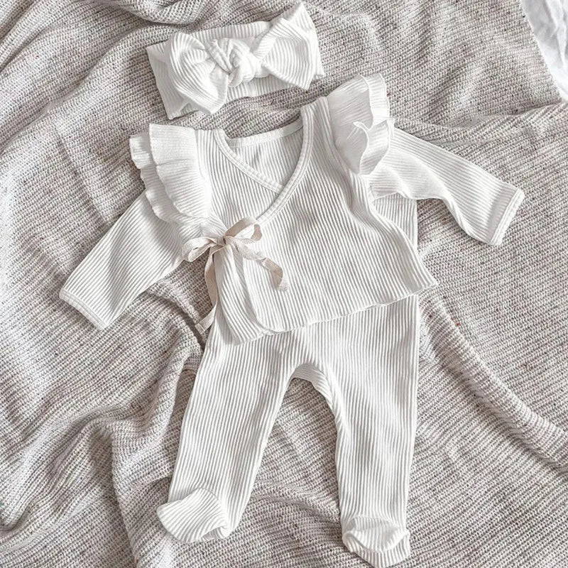Newborn Girl Clothing Sets For Kids Knitted Cute Top Pants Suit Baby Girls Outfits White CostumeChildren Clothes Winter Spring