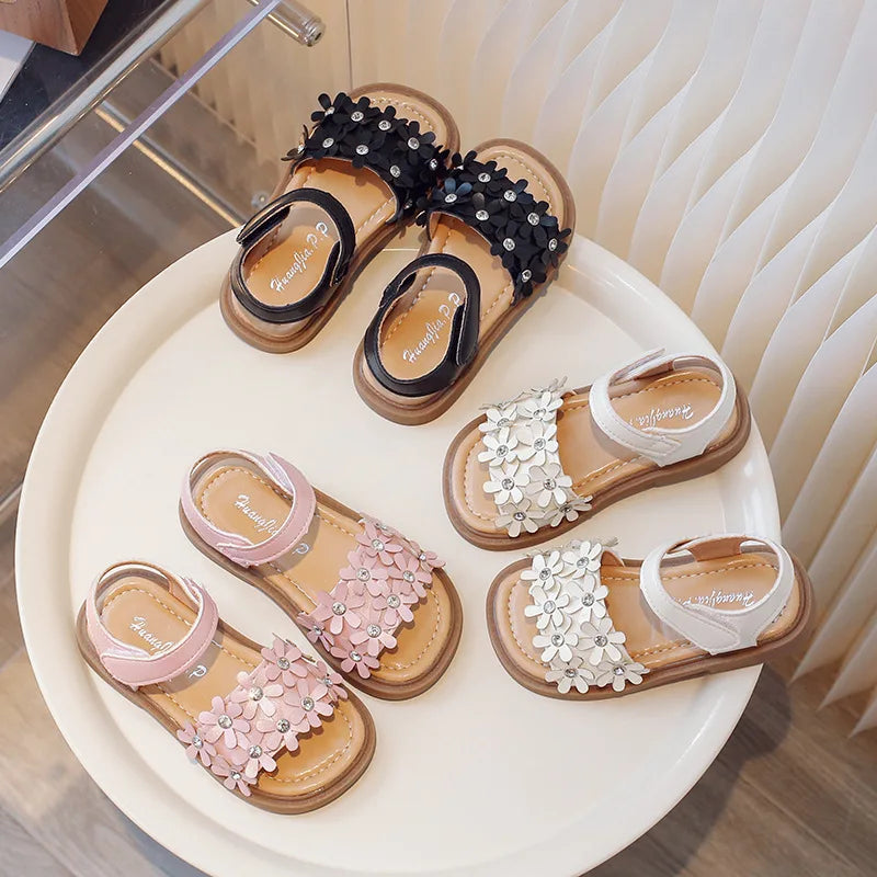 Baby Sandals Non slip Soft Bottom Children's Sandals New Girl's Flower Sandals Korean Edition Fashion Princess Style