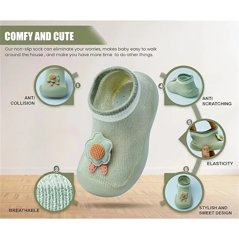 Baby Socks Shoes Infant Cute Cartoon Kids Boy Shoes Soft Rubber Sole Child Floor Sneaker Booties Toddler Girls First Walker