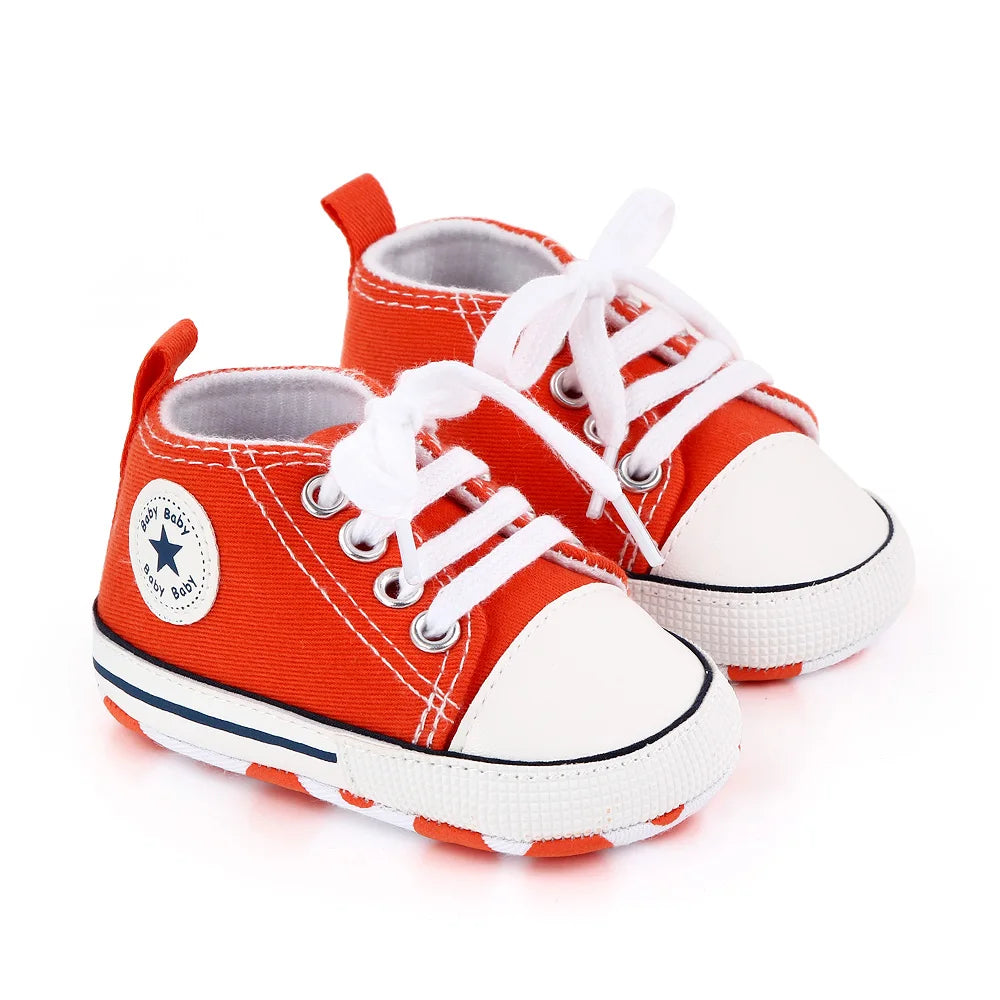 Spring New Baby Shoes Boy and Girl Classic Canvas Casual Sneakers Soft Sole Non-Slip Walking Newborn Toddler Shoes First Walkers