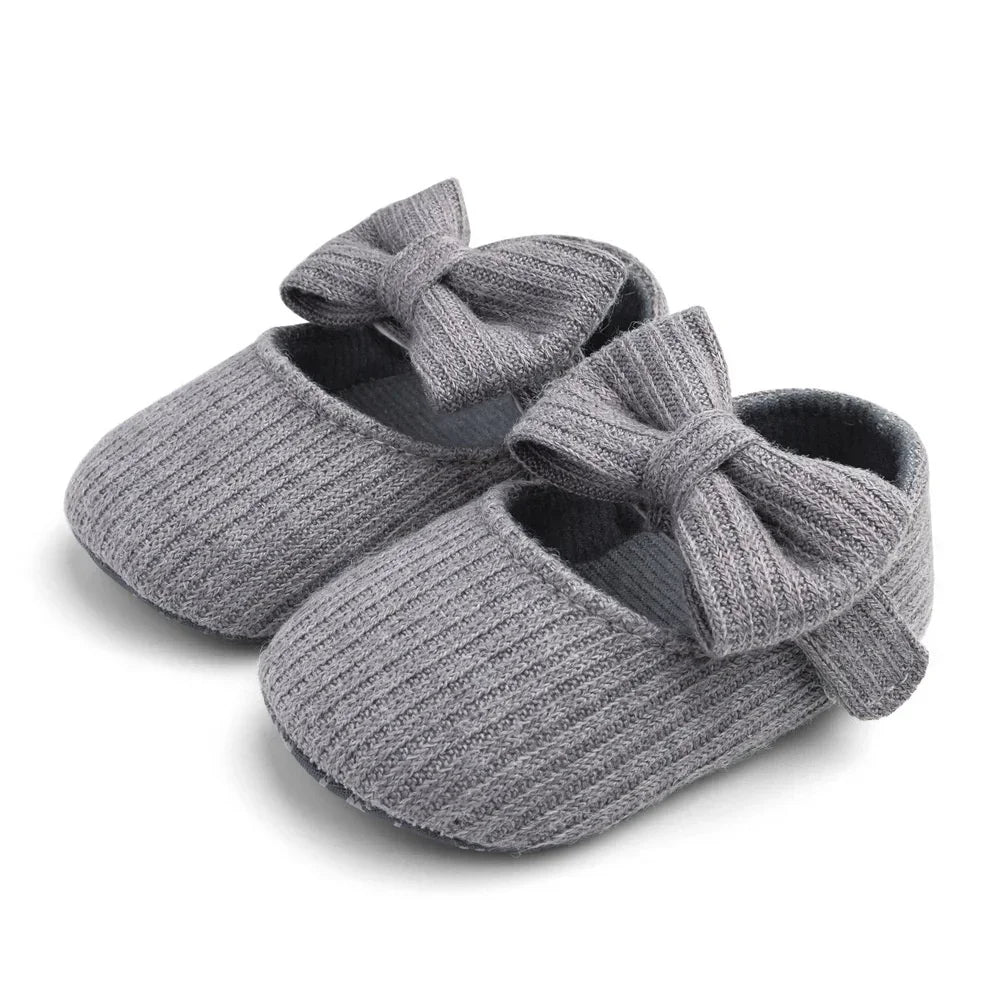Newborn Baby Shoes Cute Bow-Knot Soft Sole Non-Slip Infant Walking Shoes for Girls 0-18 Months Princess Style First Walkers