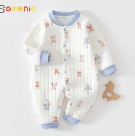 Baby Jumpsuit Clothes bodysuit Thickening Cotton  Boys Girls Cute Printed Bear Romper Infant Onesie Spring Trend 1-3-6-9-12M
