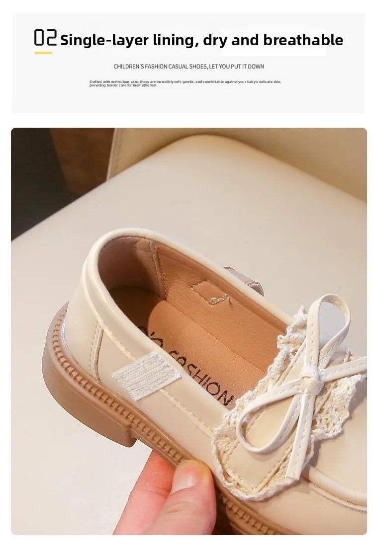 Children Leather Shoes for Girls Fashion Casual Mary Janes with Bow-knot Classic British Style Vintage Retro College Design New