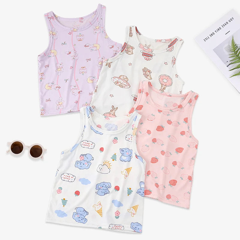 1/3/4 Piezas Chaleco Joker de Color Sólido Delgado para Niños Cuatro Estaciones Camisa de Fondo Suelta y Cómoda para Niño Camiseta Dulce y Encantadora para Niña