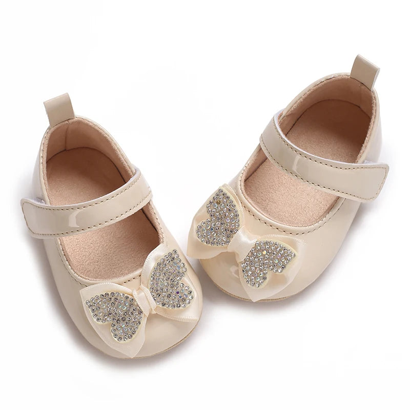 Spring and Autumn Fashion Baby Shoes 0-1 Year Old Girl Cute Bow Princess Shoes Soft Rubber Bottom Lightweight Walking Shoes