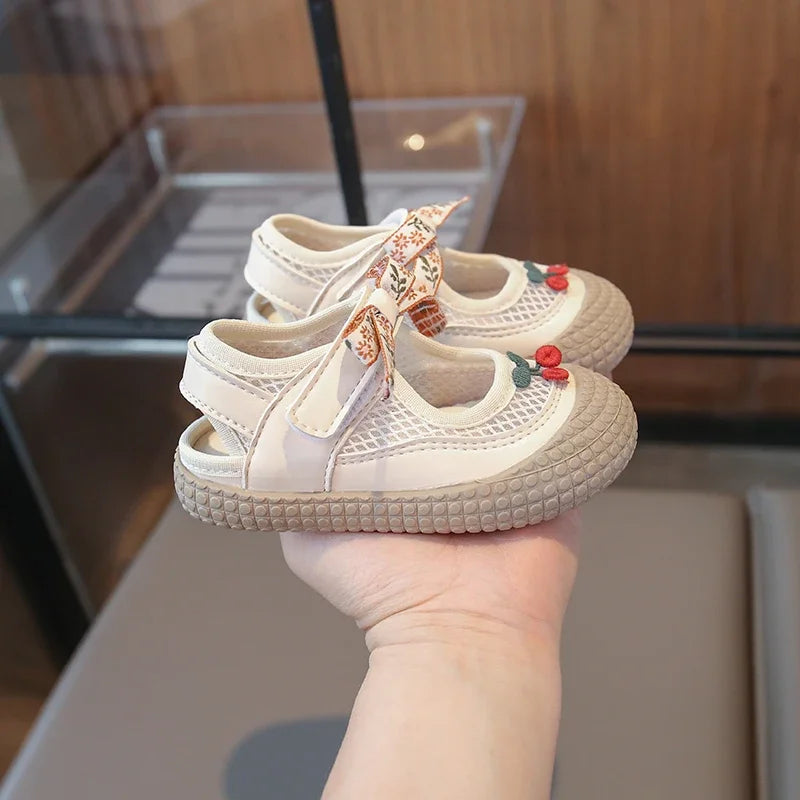 Baby Girls Sandals Cut-outs Cherry Children Beach Shoes Toddler Kids Summer Princess Shoes Anti Slip Soft Sole Babies Sandals