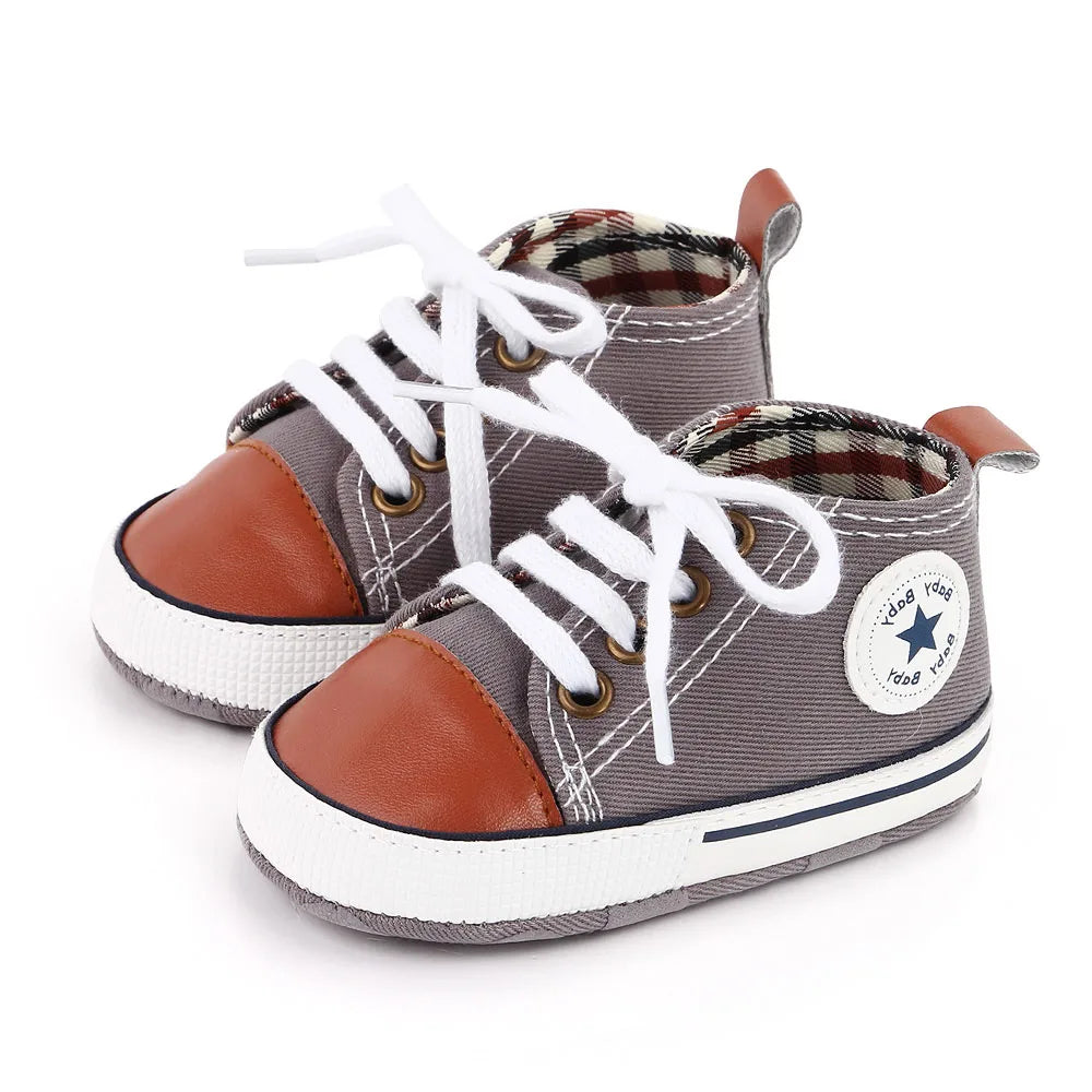 New Baby Shoes Boys Girls Classic Canvas Casual Sneakers Spring Newborn First Walker Toddler Soft Sole Non-Slip Walking Shoes