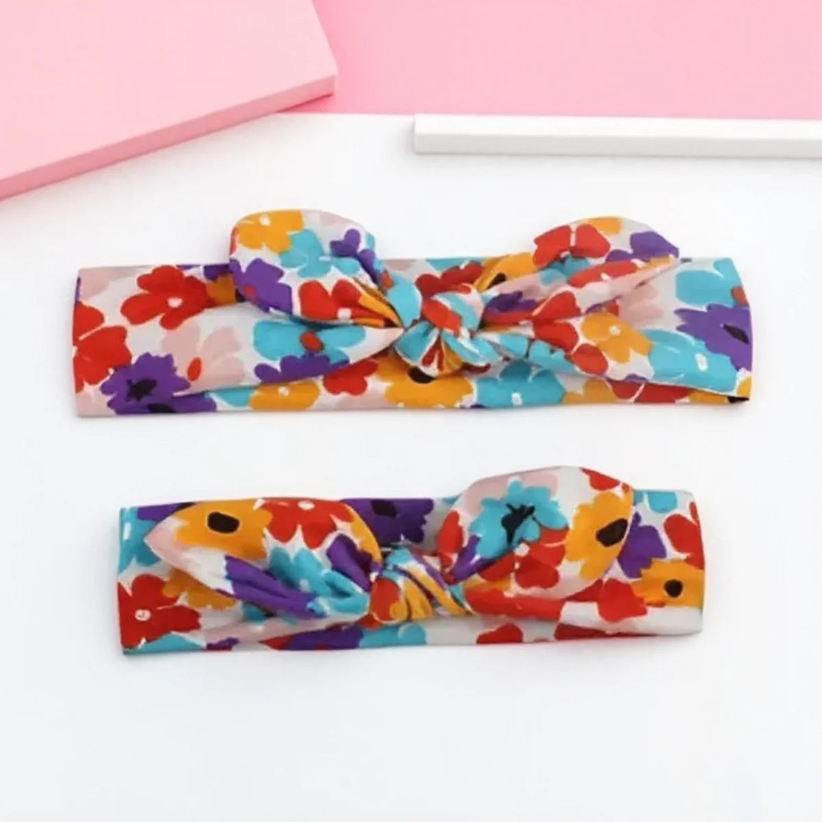 New Mother & Baby Bunny Ears Headbands 2PCS - Bow Hair Accessories Elastic Headband for Infants Toddlers Girls