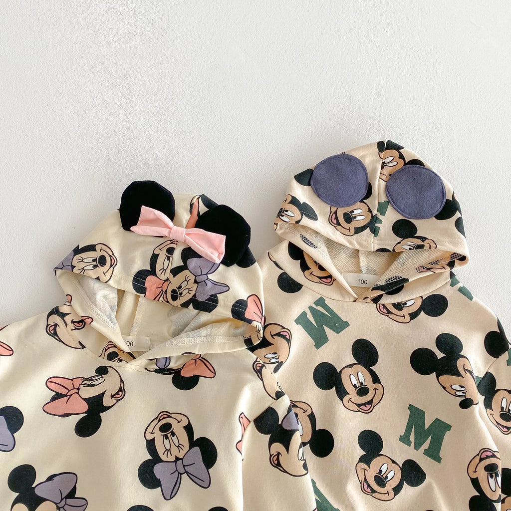 Cute Minnie Hoodies Suit For Girl Clothes Autumn Loose Fashion Popular Children Long Sleeve Tracksuits Tops Trousers 1 2 3 4 5y