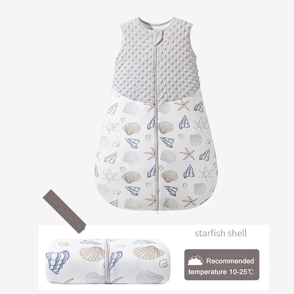 Saco de dormir para bebé de 3 a 24 meses, manta tipo saco de dormir de otoño, 1.5 Tog, tacto suave, estampado de estrellas de mar y conchas, estilo chaleco